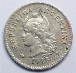 Лот: 75434. Фото: 1. Аргентина. 10 сентаво 1918г. Редкость... Америка