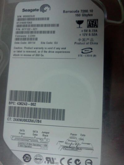 Лот: 3742830. Фото: 1. винчестер seagate barracuda 160gb. Жёсткие диски (HDD)
