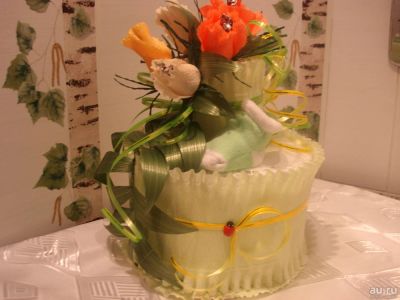 Лот: 8256130. Фото: 1. Торт из памперсов "Цветочное счастье... Другое (сувениры, подарки)