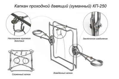 Лот: 5146906. Фото: 1. Капкан проходной КП 250 щадящий... Снаряжение, маскировка