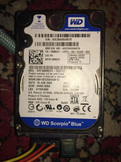 Лот: 10765187. Фото: 1. Жесткий диск WD 160Gb. Жёсткие диски (HDD)