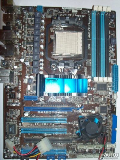 Лот: 9801980. Фото: 1. Материнка Asus M4A87TD-EVO + проц... Материнские платы