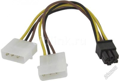 Лот: 11914121. Фото: 1. Кабель 2x Molex - 6 pin 0.1м... Шлейфы, кабели, переходники