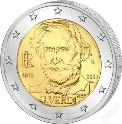 Лот: 2895460. Фото: 1. Италия 2 евро 2013 Джузеппе Верди. Европа