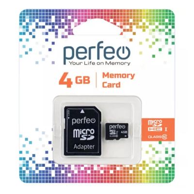 Лот: 21516783. Фото: 1. Карта MicroSD 4Gb PERFEO class10... Карты памяти