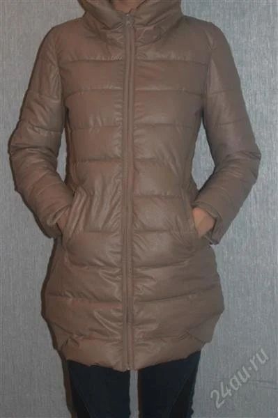Лот: 1518714. Фото: 1. Тёплый пуховик Zara(иск кожа). Верхняя одежда