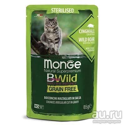 Лот: 16936176. Фото: 1. Monge Cat BWild Grain Free (Монж... Корма