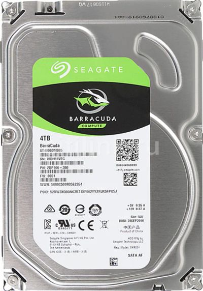 Лот: 10192279. Фото: 1. Новый Seagate 4 ТБ 7200 BarraCuda... Жёсткие диски (HDD)