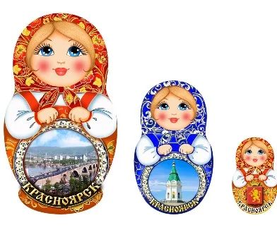 Лот: 10552095. Фото: 1. Магнит Красноярск Матрешка (набор... Магниты сувенирные