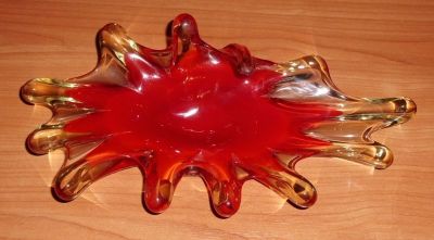 Лот: 16180715. Фото: 1. Ваза медуза красное стекло СССР... Предметы интерьера и быта