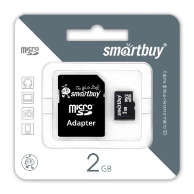 Лот: 10854910. Фото: 1. MicroSD 2 Gb Smart Buy+SD адаптер. Карты памяти