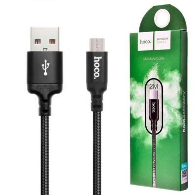 Лот: 22150884. Фото: 1. Кабель HOCO X14 microUSB 2m (Black... Дата-кабели, переходники