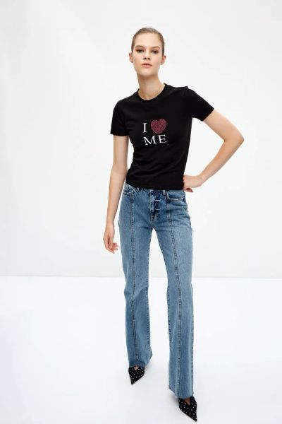 Лот: 25637007. Фото: 1. Джинсы Lime bootcut с декоративными... Джинсы