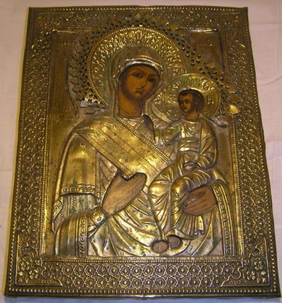 Лот: 9615939. Фото: 1. Рукописная икона XIX века Богородица... Иконы