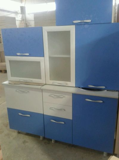 Лот: 9762811. Фото: 1. Кухонный гарнитур 1.5 м голубой. Кухонные гарнитуры
