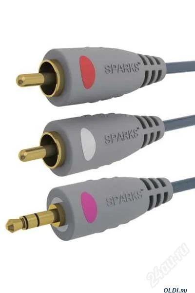 Лот: 2414870. Фото: 1. Кабель 3.5 мм Jack (m) - 2xRCA... Шнуры, кабели, разъёмы