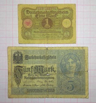 Лот: 13324373. Фото: 1. Германия 1 марка 1920, 5 марок... Германия и Австрия