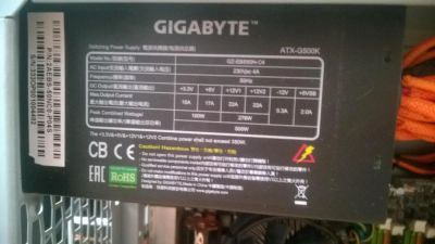 Лот: 9558808. Фото: 1. Блок питания Gigabyte ATX-G500K... Корпуса, блоки питания