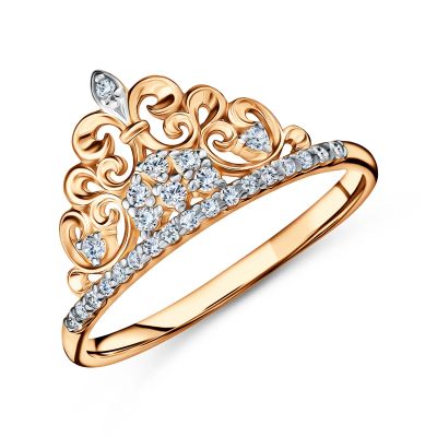Лот: 23885282. Фото: 1. Серебряное кольцо Корона с фианитами. Кольца, перстни