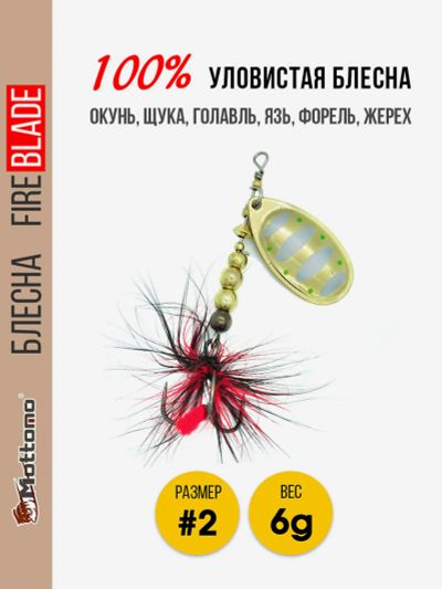 Лот: 25689678. Фото: 1. Блесна Mottomo Fire Blade #2 6g... Другое (спортивная одежда)