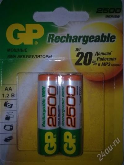 Лот: 1806232. Фото: 1. Аккумулятор AA GP 2500 mAh. Батарейки, аккумуляторы, элементы питания