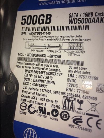 Лот: 8273535. Фото: 1. Жесткий диск HDD WD5000AAKX 500... Жёсткие диски (HDD)