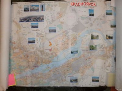 Лот: 15222490. Фото: 1. Карта Красноярска настенного формата... Карты и путеводители