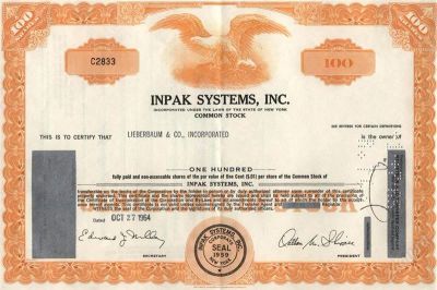 Лот: 762415. Фото: 1. США. Настоящая американская акция... Документы, ценные бумаги, письма