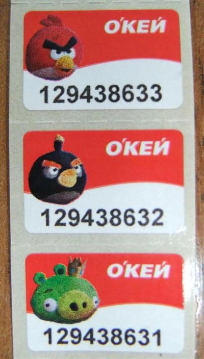 Лот: 3074988. Фото: 1. Акционные наклейки ANGRY BIRDS... Наклейки, карточки, вкладыши