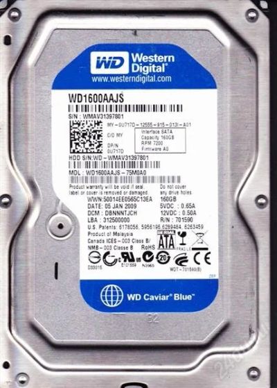 Лот: 1327655. Фото: 1. hdd 160 gb sata-ii 300 western... Жёсткие диски (HDD)
