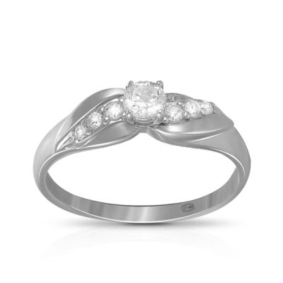 Лот: 23862794. Фото: 1. Кольцо из серебра с фианитом SWAROVSKI... Кольца, перстни
