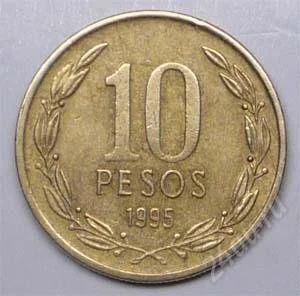 Лот: 1583062. Фото: 1. Чили. 10 песо 1995г. Америка