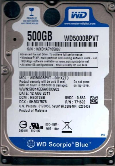 Лот: 3189433. Фото: 1. Жесткий диск для ноутбука 500... Жёсткие диски (HDD)