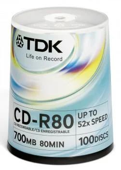 Лот: 5343005. Фото: 1. Диск CD-R TDK 700Mb 52x Cake Box... CD, DVD, BluRay