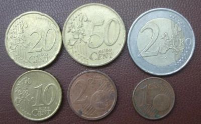 Лот: 6063917. Фото: 1. 6 монет Евросоюза. Европа