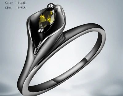 Лот: 14935398. Фото: 1. Кольцо Цветок Каллы с зелёным... Кольца, перстни