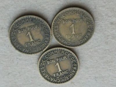 Лот: 19892661. Фото: 1. Монета 1 франк один Франция 1921... Европа