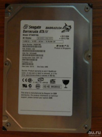 Лот: 8891122. Фото: 1. HDD Seagate st340016a 40gb. Жёсткие диски (HDD)