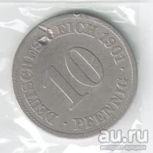Лот: 14391382. Фото: 1. Германия 10 пфеннигов 1901 год... Германия и Австрия