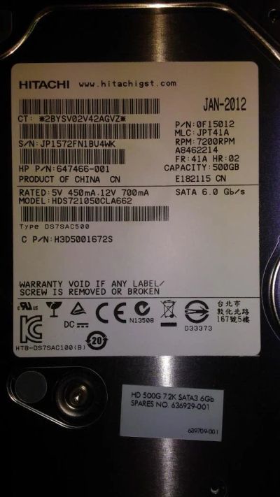 Лот: 10585187. Фото: 1. Жесткий диск HDD 3,5 на 500 Gb... Жёсткие диски (HDD)