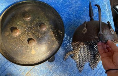 Лот: 16397646. Фото: 1. доспехи шлем и щит,Кавказ,19 век. Другое (антиквариат)