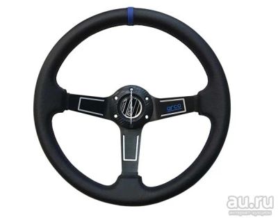 Лот: 14710376. Фото: 1. Руль sparco Черный/Синяя нить. Чехлы, коврики, оплетки руля