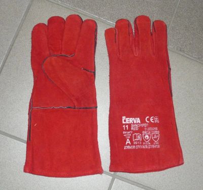 Лот: 5615597. Фото: 1. краги сварочные (перчатки) красные... Очки, каски, защитные приспособления