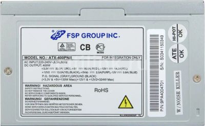 Лот: 10797183. Фото: 1. Блоки питания FSP Group: ATX-400PNR... Корпуса, блоки питания