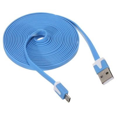 Лот: 3603933. Фото: 1. кабель microUSB 3м синий. Дата-кабели, переходники