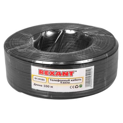 Лот: 19187067. Фото: 1. Кабель телефонный ШТЛП-4 Cu, Rexant... Провода, кабели