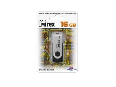 Лот: 9988240. Фото: 1. 16GB USB Flash, MIREX Swivel Black... USB-флеш карты