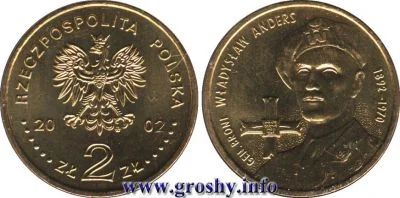 Лот: 5033890. Фото: 1. 2 злотых 2002 Польша, Генерал... Европа