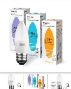 Лот: 18705087. Фото: 1. Лампа светодиодная Sweko 42LED-C35-5W-230-3000K-Е27... Лампочки