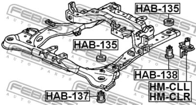 Лот: 18607434. Фото: 1. Сайлентблок рамы HAB-137 FEBEST. Ходовая, подвеска, рулевое управление